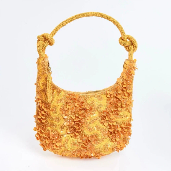 Zara Handbags - TJ Maxx Marshall’s viral orange Pearl floral Beaded bead Shoulder Bag sequins